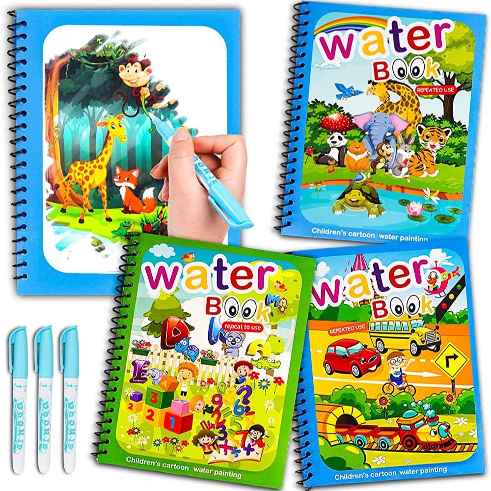 Reusable Water Magic Coloring Book - Livro mágico desenho de água montessori