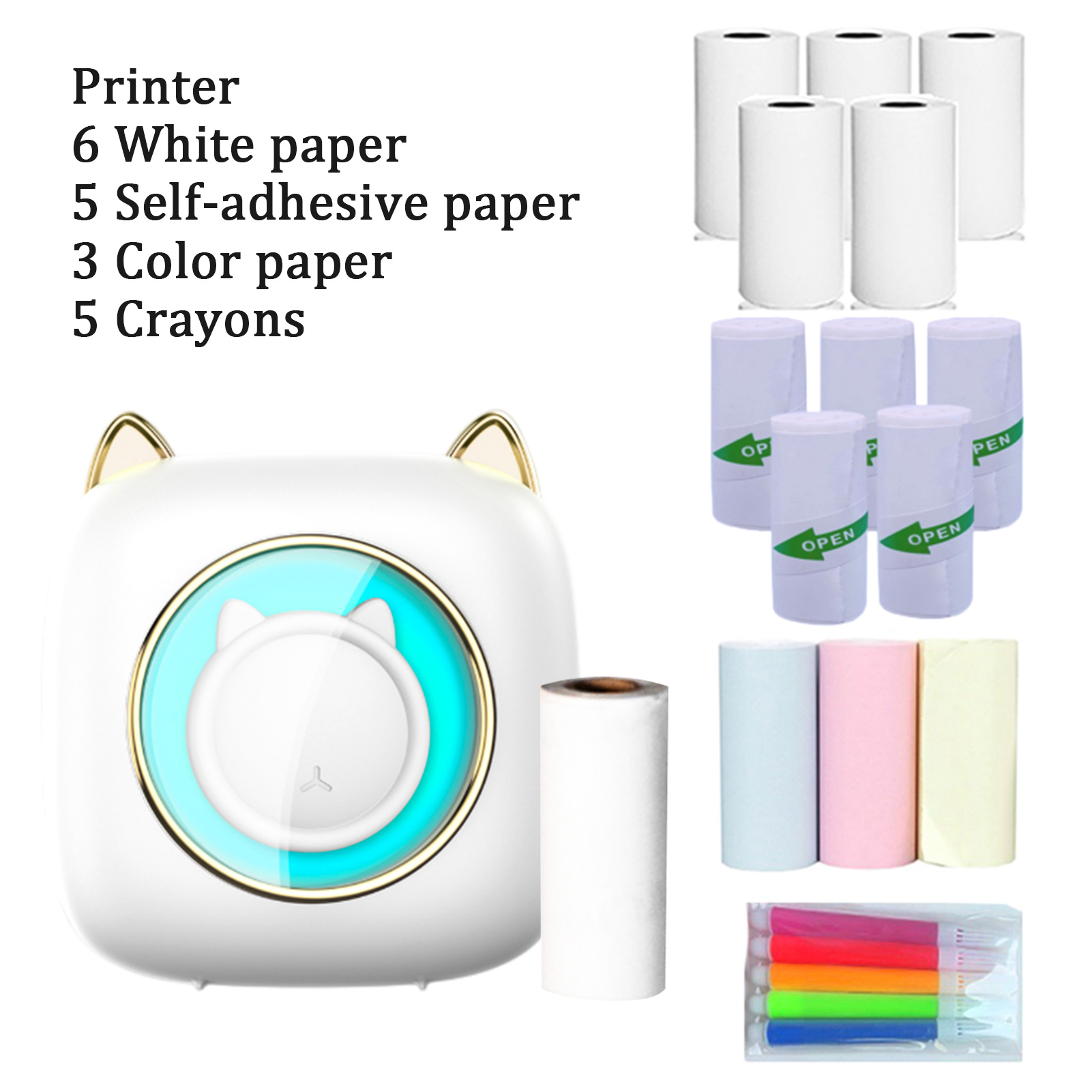 Mini Pocket Thermal Printer Paper Roll - 【Novo】C23 Máquina de Impressora Térmica Portátil