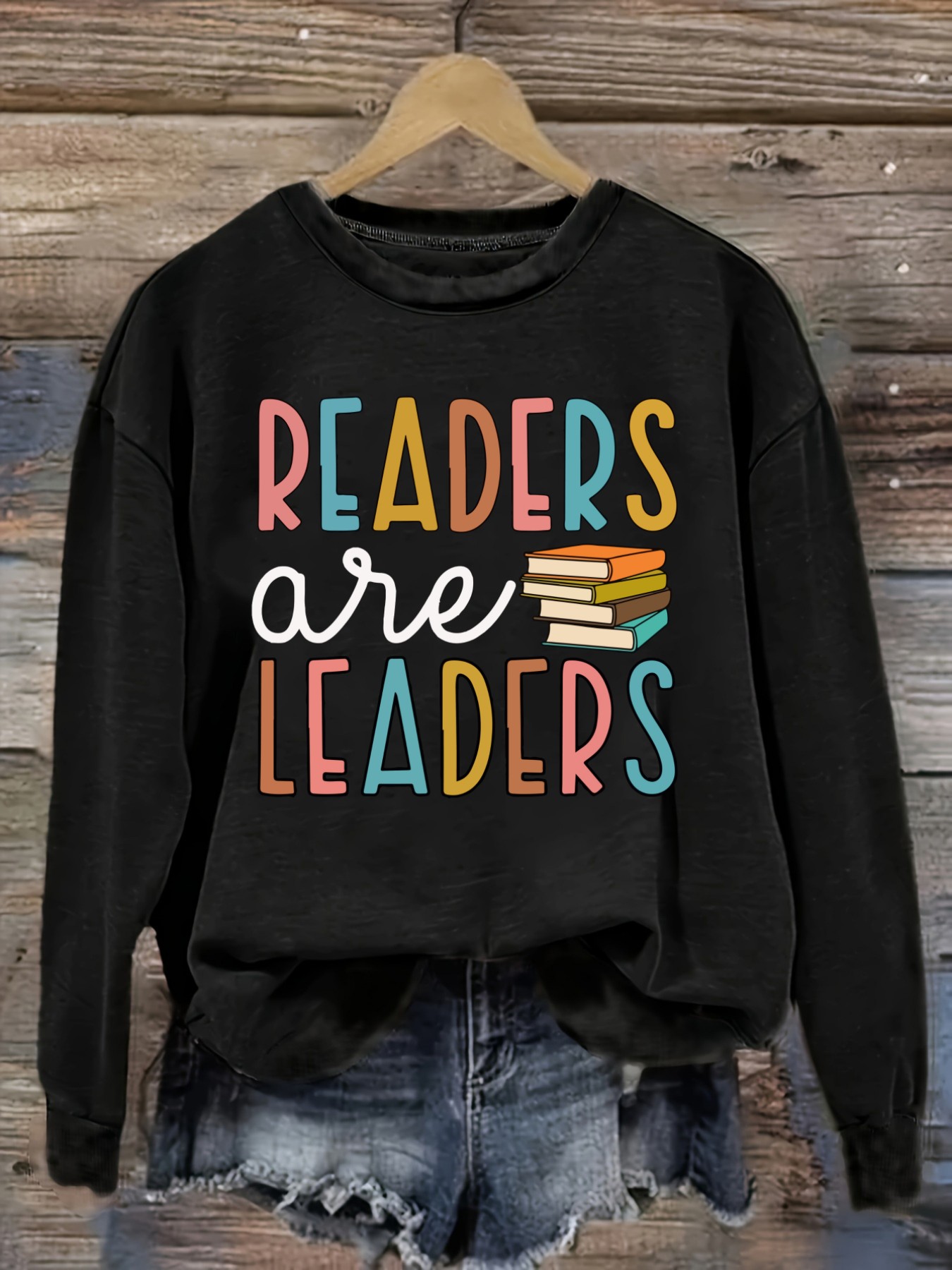 Books - Camiseta Feminina Casual de Manga Longa