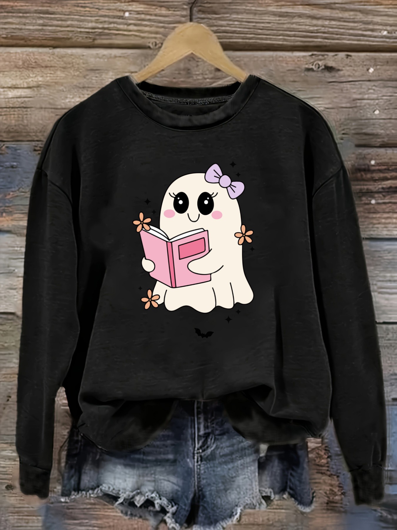 Books - Camiseta Feminina Casual de Manga Longa